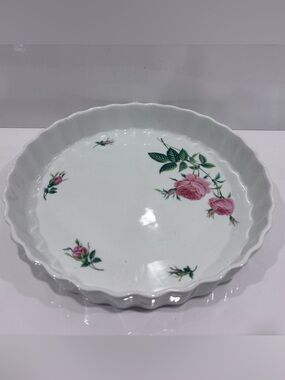 Christineholm Porcelain Rose Pattern Bakeware Quiche Baking Dish
